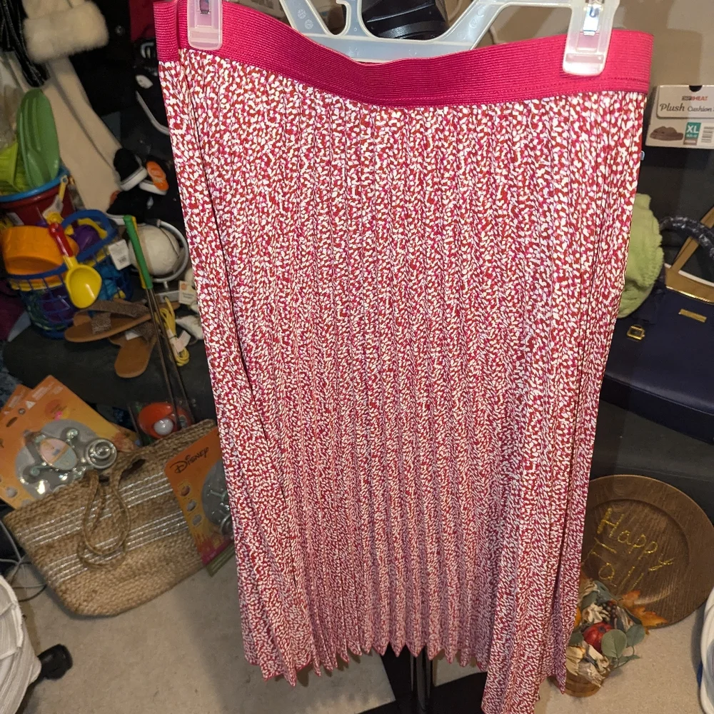 Nwt Vince Camuto Women's Trendy Elastic Waist Printed Pleated Midi Skirt